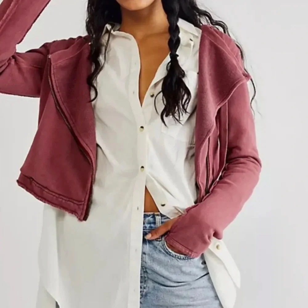 We the Free You asked for it Moto Jacket Pink Size Large